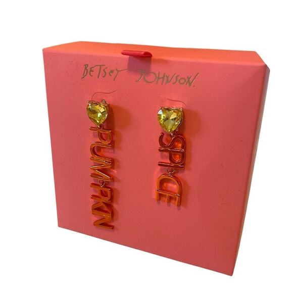 Betsey Johnson Pumpkin Spice Drop Earrings - Picture 3 of 6
